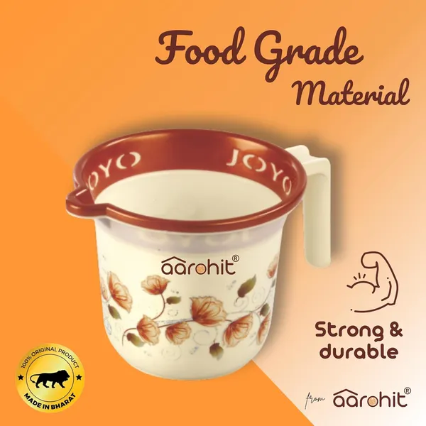 AAROHIT®_Modern_JOYO_Plastic_Bucket_Set_for_Bathroom_with_Handle_and_Mug_for_Home_Bathing_Storage_Multipurpose_Golden_Brown