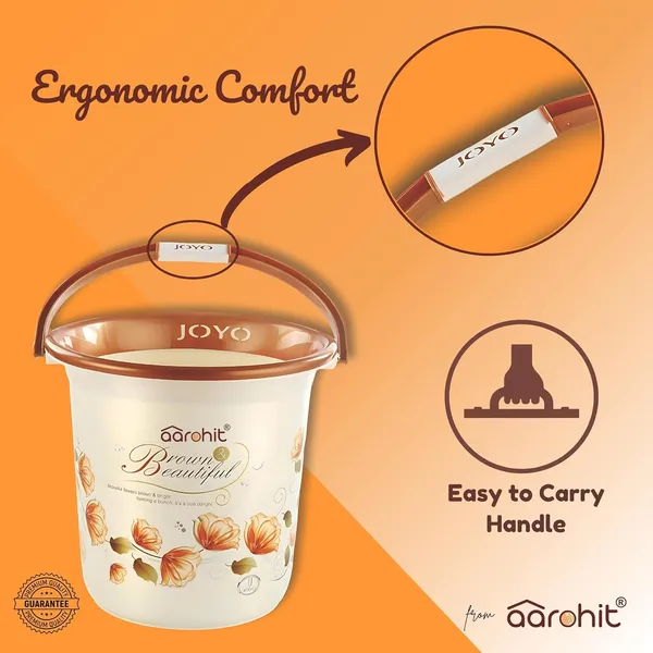 AAROHIT®_Modern_JOYO_Plastic_Bucket_Set_for_Bathroom_with_Handle_and_Mug_for_Home_Bathing_Storage_Multipurpose_Golden_Brown