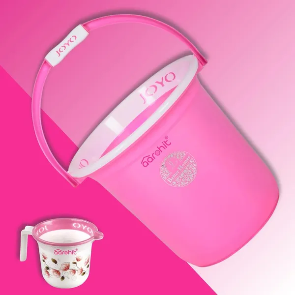 AAROHIT®_Bucket_Set_for_Bathroom_Bucket_&_Mug_Joyo_Better_Homes_Bucket_for_Bathroom_|_Premium_|_Pink
