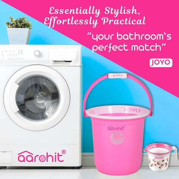 AAROHIT®_Bucket_Set_for_Bathroom_Bucket_&_Mug_Joyo_Better_Homes_Bucket_for_Bathroom_|_Premium_|_Pink