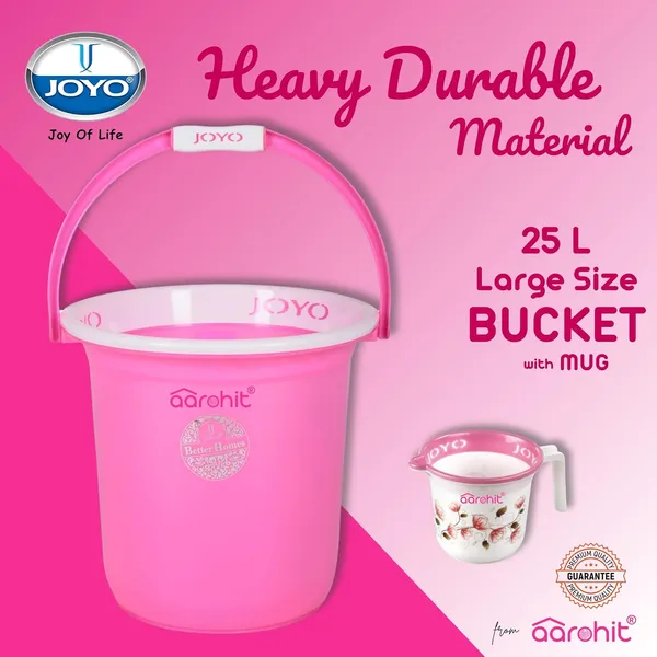 AAROHIT®_Bucket_Set_for_Bathroom_Bucket_&_Mug_Joyo_Better_Homes_Bucket_for_Bathroom_|_Premium_|_Pink
