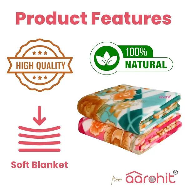 Printed_Polar_Fleece_400Gm_Pack_Of_Single_Bed_250Tc_All_Season_Blanket_Comforter_Dohar_Pack_Of__Multicolor_Pink_Green_Rust_And_Red_2