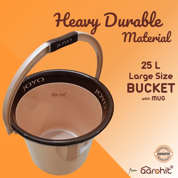 AAROHIT®_Joyo_Bucket_Set_for_Bathroom_25L_Water_Bucket_&_Mug_Better_Homes_for_Bathroom_Premium_Balti_(Brown)