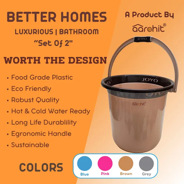AAROHIT®_Joyo_Bucket_Set_for_Bathroom_25L_Water_Bucket_&_Mug_Better_Homes_for_Bathroom_Premium_Balti_(Brown)