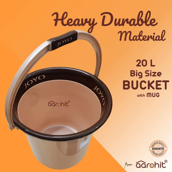 AAROHIT®_Joyo_Bucket_Set_for_Bathroom_25L_Water_Bucket_&_Mug_Better_Homes_for_Bathroom_Premium_Balti_(Brown)