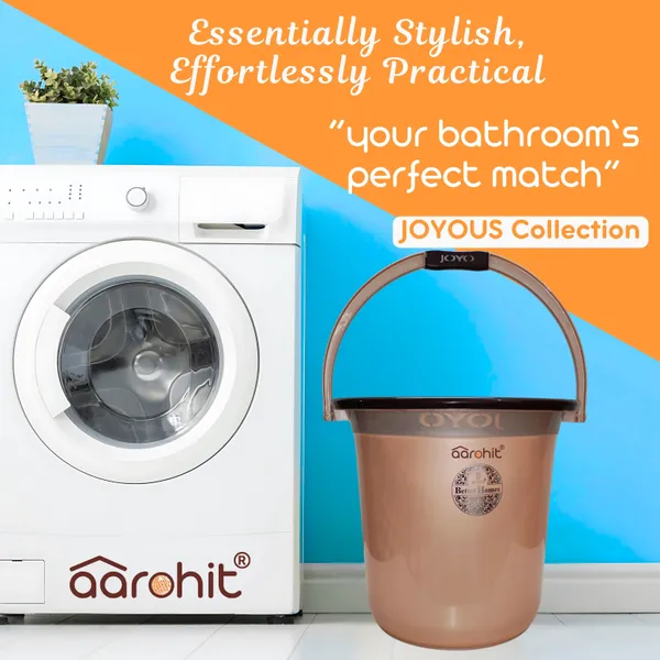 AAROHIT®_Joyo_Bucket_Set_for_Bathroom_25L_Water_Bucket_&_Mug_Better_Homes_for_Bathroom_Premium_Balti_(Brown)