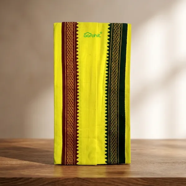 AAROHIT®_Pure_Soft_Cotton_Mens_Ethnic_And_Traditional_Gamchha_Angochha_Lightweight_Quick_Absorption_2m_-_YELLOW,_PACK_OF_2