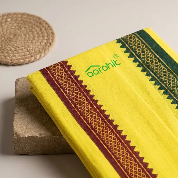 AAROHIT®_Pure_Soft_Cotton_Mens_Ethnic_And_Traditional_Gamchha_Angochha_Lightweight_Quick_Absorption_2m_-_YELLOW,_PACK_OF_2
