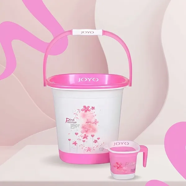 Joyo_Printed_Square_Bucket_Set_With_Mug_Pink