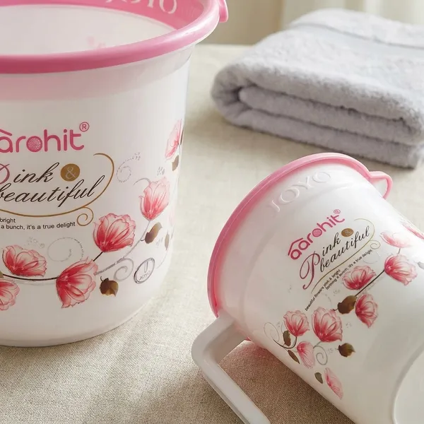 Modern_Joyo_Bucket_Set_For_Bathroom_With_Handle_For_Home_Bathing_Storage_Multipurpose_Pink