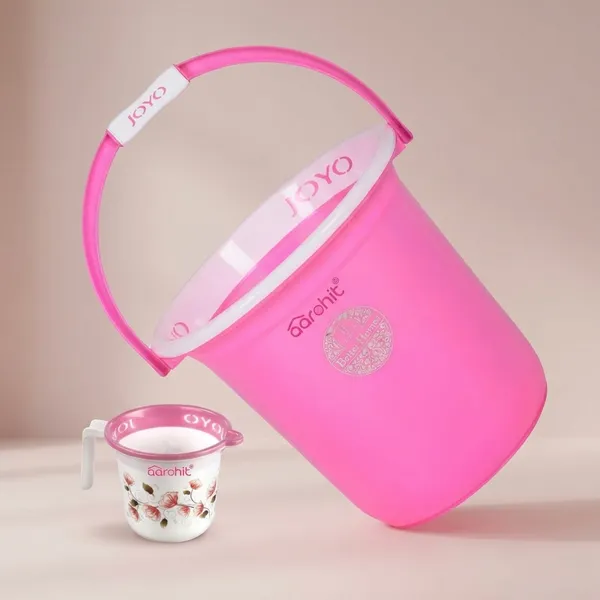 AAROHIT®_Bucket_Set_for_Bathroom_Bucket_&_Mug_Joyo_Better_Homes_Bucket_for_Bathroom_|_Premium_|_Pink