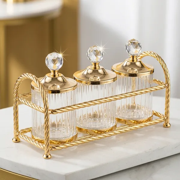 Glass_Vintage_Crystal_Stopper_Gold_Frame_Bottle_Holder_Set_Of_3