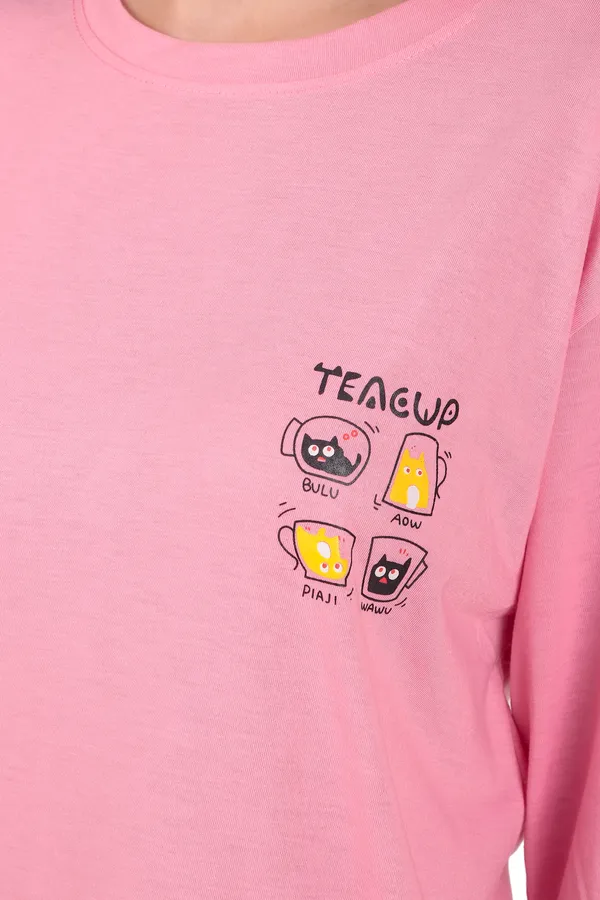 Teacup_Graphic_Print_Oversized_Pink_T-Shirt_For_Women