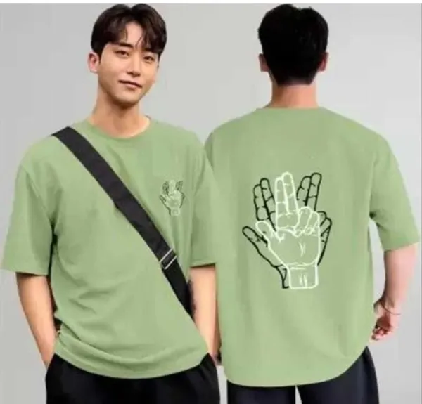 Men'S_Oversized_Hand_Graphic_Print_T-Shirt_-_Sage_Green