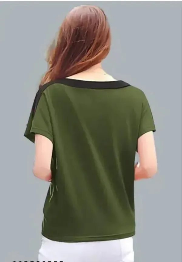Women'S_Casual_Short_Sleeve_T-Shirt_With_Contrast_Shoulder_Panels