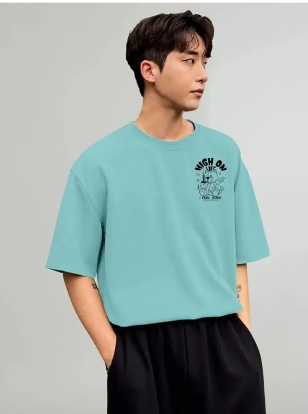 High_On_Life_Teddy_Bear_Graphic_Oversized_T-Shirt_-_Mint_Blue