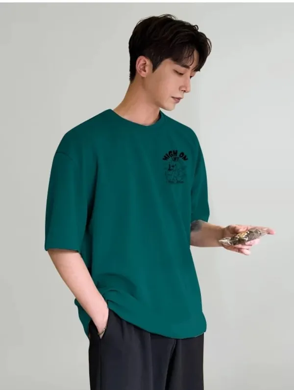 High_On_Life_Graphic_Print_Oversized_T-Shirt_-_Teal_Green