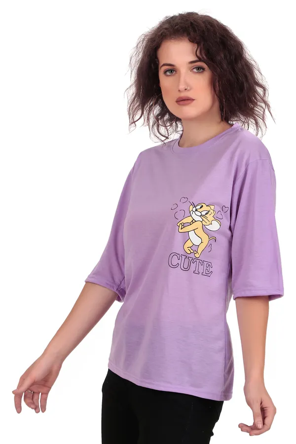 Magic_Girl_Minnie_Mouse_Graphic_Print_Purple_Oversized_T-Shirt_For_Women