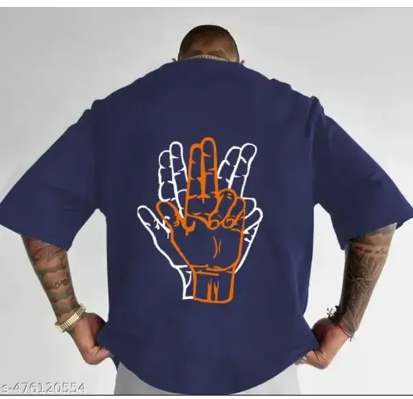 Navy_Blue_Hand_Print_Graphic_T-Shirt_For_Men_-_Regular_Fit