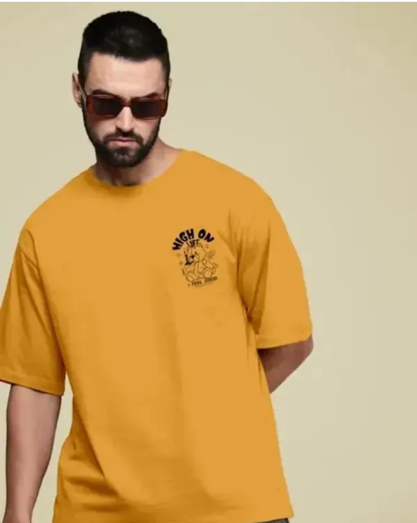 High_On_Life_Feel_Good_Teddy_Bear_Graphic_Oversized_T-Shirt_-_Mustard_Yellow