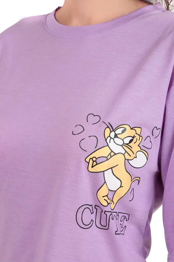Magic_Girl_Minnie_Mouse_Graphic_Print_Purple_Oversized_T-Shirt_For_Women