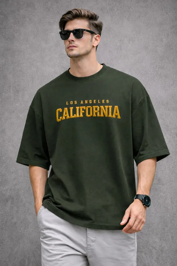 Los_Angeles_California_Oversized_Olive_Green_T-Shirt