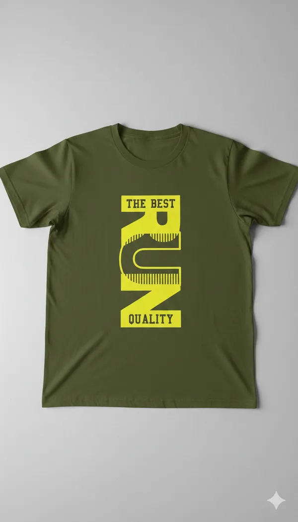 The_Best_Run_Quality_-_Olive_Green_Graphic_T-Shirt_For_Kids