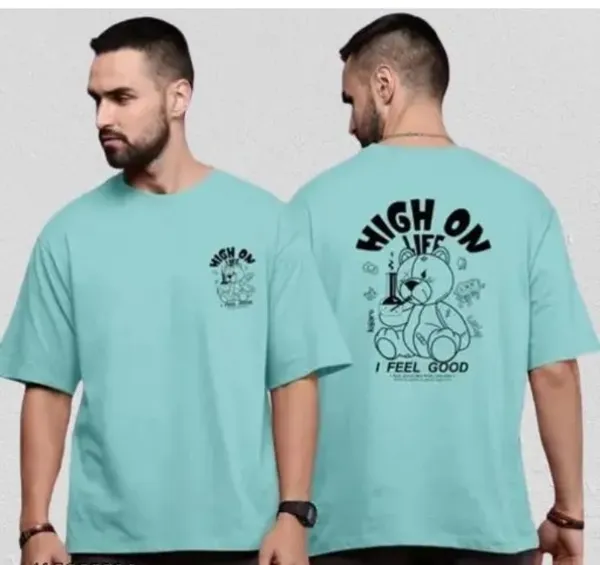 High_On_Life_Teddy_Bear_Graphic_Oversized_T-Shirt_-_Mint_Blue