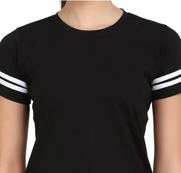 Women'S_Black_T-Shirt_With_White_Striped_Sleeves