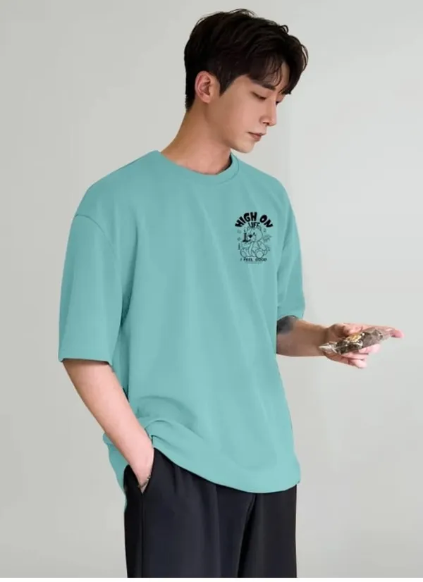 High_On_Life_Teddy_Bear_Graphic_Oversized_T-Shirt_-_Mint_Blue