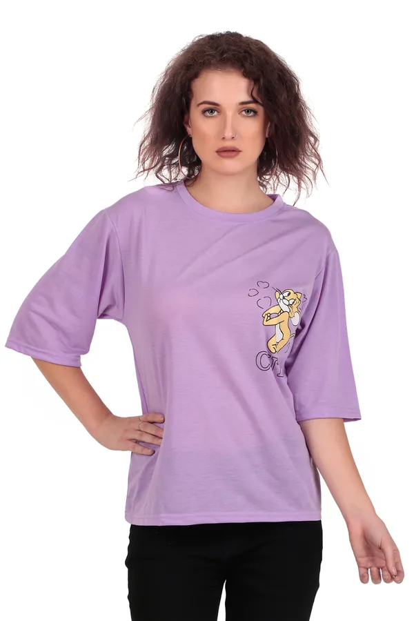 Magic_Girl_Minnie_Mouse_Graphic_Print_Purple_Oversized_T-Shirt_For_Women