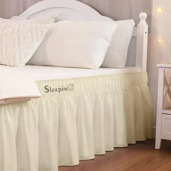 Ivory_Wrinkle_Free_Brushed_Microfiber_Wrap_Around_Easy_Elastic_Fit_Bed_Skirt_Cover