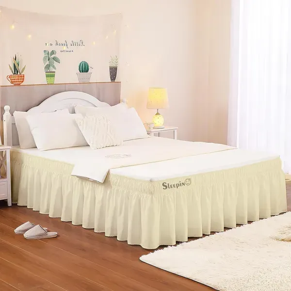 Ivory_Wrinkle_Free_Brushed_Microfiber_Wrap_Around_Easy_Elastic_Fit_Bed_Skirt_Cover