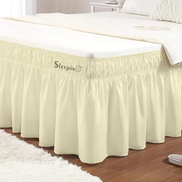 Ivory_Wrinkle_Free_Brushed_Microfiber_Wrap_Around_Easy_Elastic_Fit_Bed_Skirt_Cover