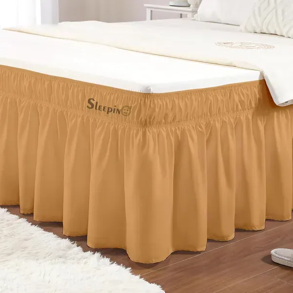 Beige_Wrinkle_Free_Brushed_Microfiber_Wrap_Around_Easy_Elastic_Fit_Bed_Skirt_Cover