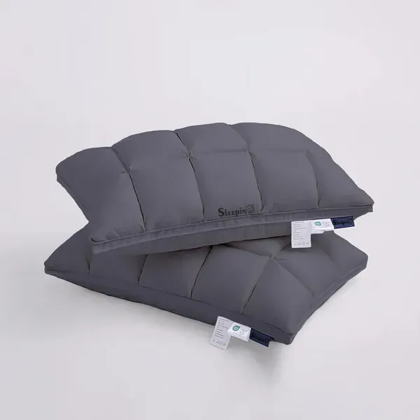 Pack_Of_1_Dark_Grey_Premium_Box_Baffle_Pinch_Pleat_Adjustable_Height_Pillow_Cover
