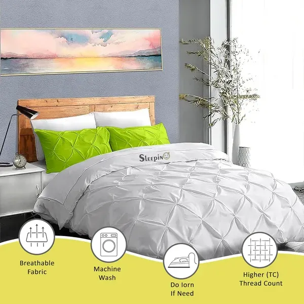 Pack_Of_2_Parrot_Green_Microfiber_Pinch_Pleated_Machine_Washable_Pillow_Cover