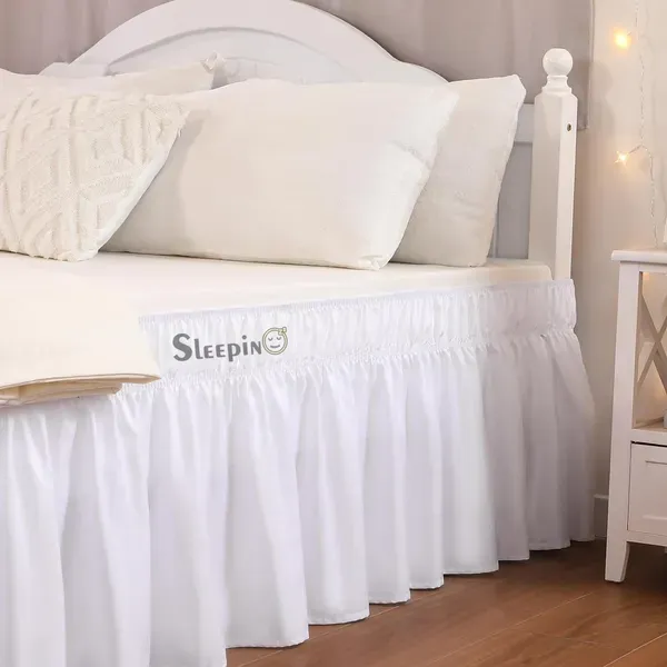White_Sleepino_Wrap_Around_Bed_Skirt_For_King_Bed_Easy_Elastic_Feet