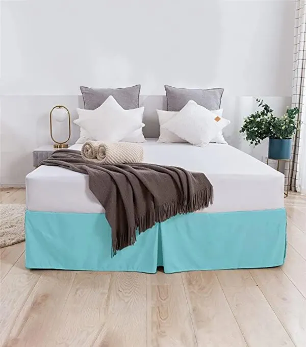 Sky_Blue_Easy_Fit_Box_Pleated_Bed_Skirt