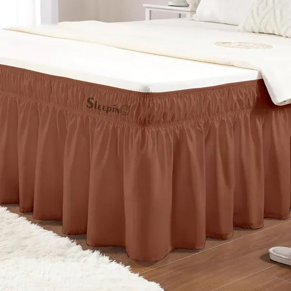 Brown_Wrinkle_Free_Brushed_Microfiber_Wrap_Around_Easy_Elastic_Fit_Bed_Skirt_Cover