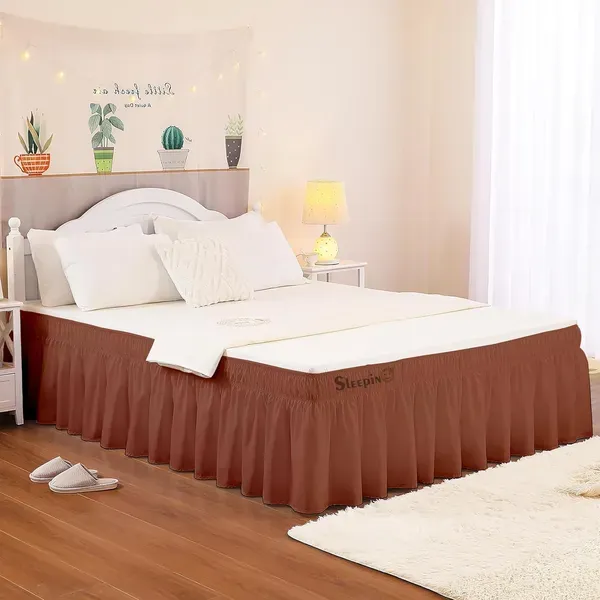 Brown_Wrinkle_Free_Brushed_Microfiber_Wrap_Around_Easy_Elastic_Fit_Bed_Skirt_Cover