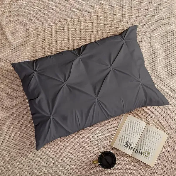Pack_Of_2_Dark_Grey_Microfiber_Pinch_Pleated_Machine_Washable_Pillow_Cover