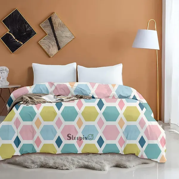Pink_Green_Pentagonal_Cotton_Printed_Rajai_Cover