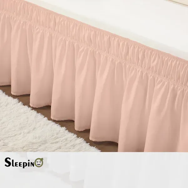 Peach_Wrinkle_Free_Brushed_Microfiber_Wrap_Around_Easy_Elastic_Fit_Bed_Skirt_Cover