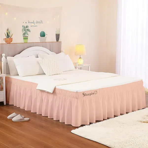 Peach_Wrinkle_Free_Brushed_Microfiber_Wrap_Around_Easy_Elastic_Fit_Bed_Skirt_Cover