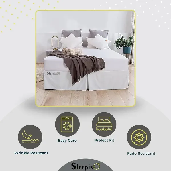 White_Easy_Fit_Box_Pleated_Bed_Skirt