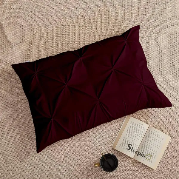 Pack_Of_2_Wine_400_Tc_Egyptian_Cotton_Rich_Pintuck_Pinch_Pleated_Pillow_Cover