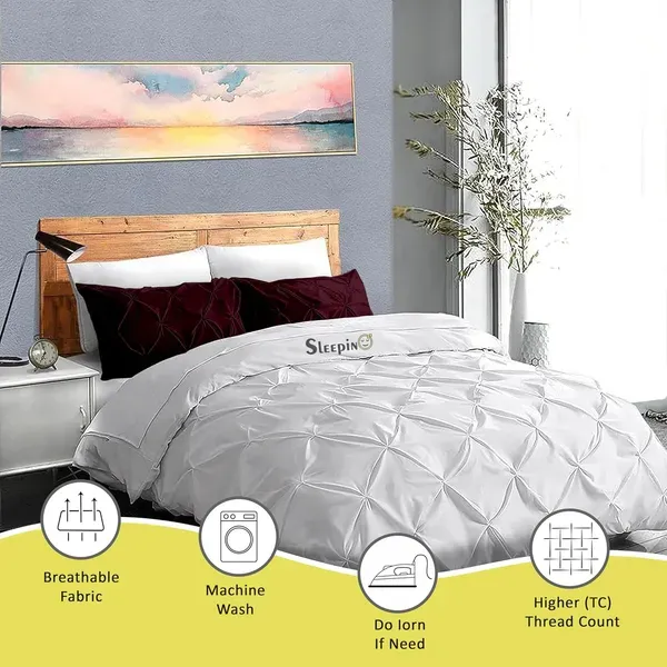 Pack_Of_2_Wine_400_Tc_Egyptian_Cotton_Rich_Pintuck_Pinch_Pleated_Pillow_Cover