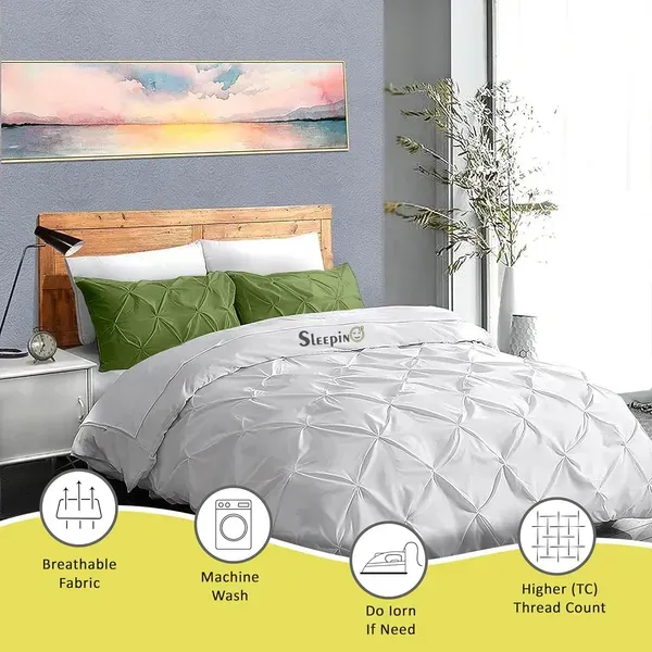Pack_Of_4_Olive_400_Tc_Egyptian_Cotton_Rich_Pintuck_Pinch_Pleated_Pillow_Cover