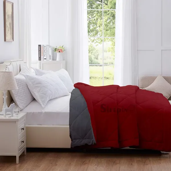 Burgundy_Dark_Grey_Breathable_Microfiber_Machine_Washable_150_Gsm_Ac_Reve_Cover
